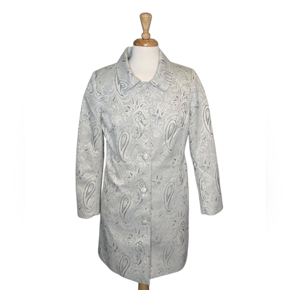Vintage Jessica Paisley Brocade Coat Jacket Women’s Size 16 Longline Silver Gray - Picture 1 of 10